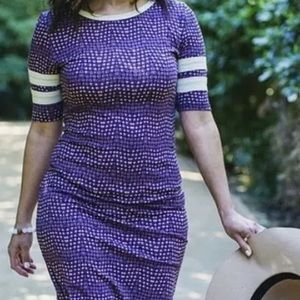 LuLaRoe S Julia Purple with Dark Purple Patterned Pencil Dress XXS
